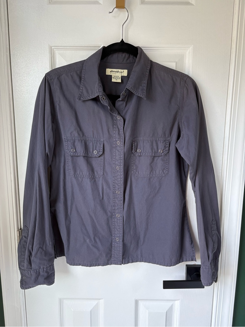 Eddie Bauer Women's Button-Front Utility Shirt — Charcoal Gray